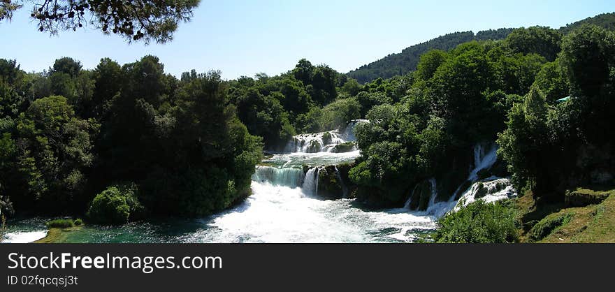 The biggest waterfall called Skradinski Buk in the National Park Krk, Croatia