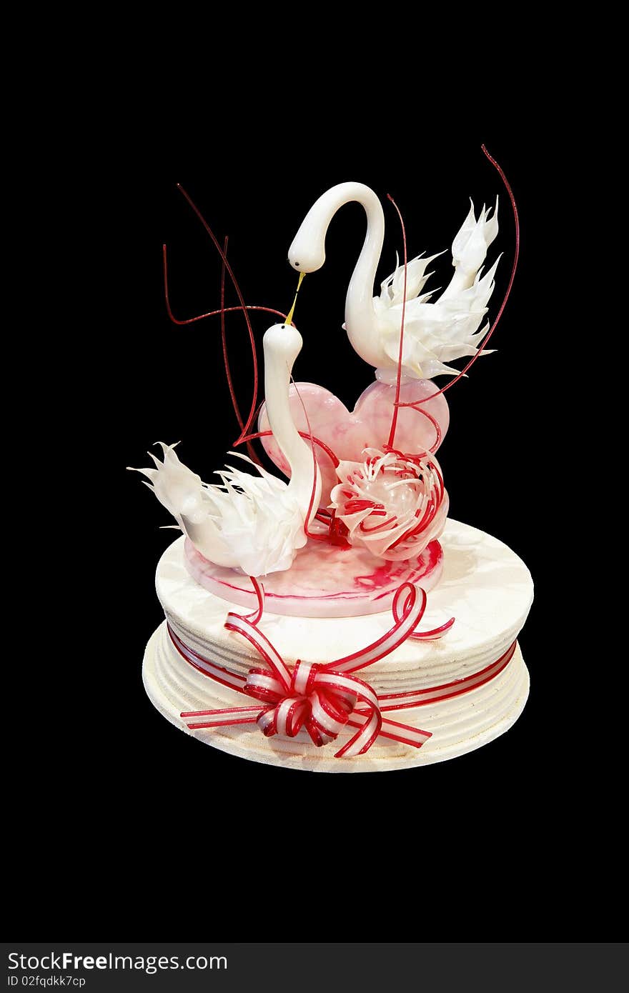 Lovely sugar work with swans and heart