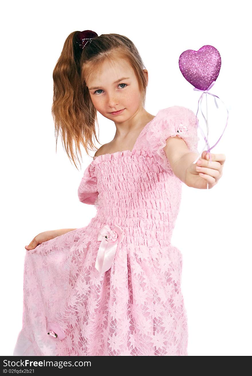 Little girl with pink heart