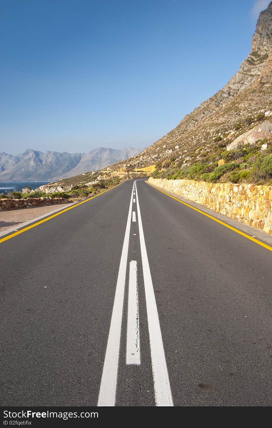 Mountain road with blue sky