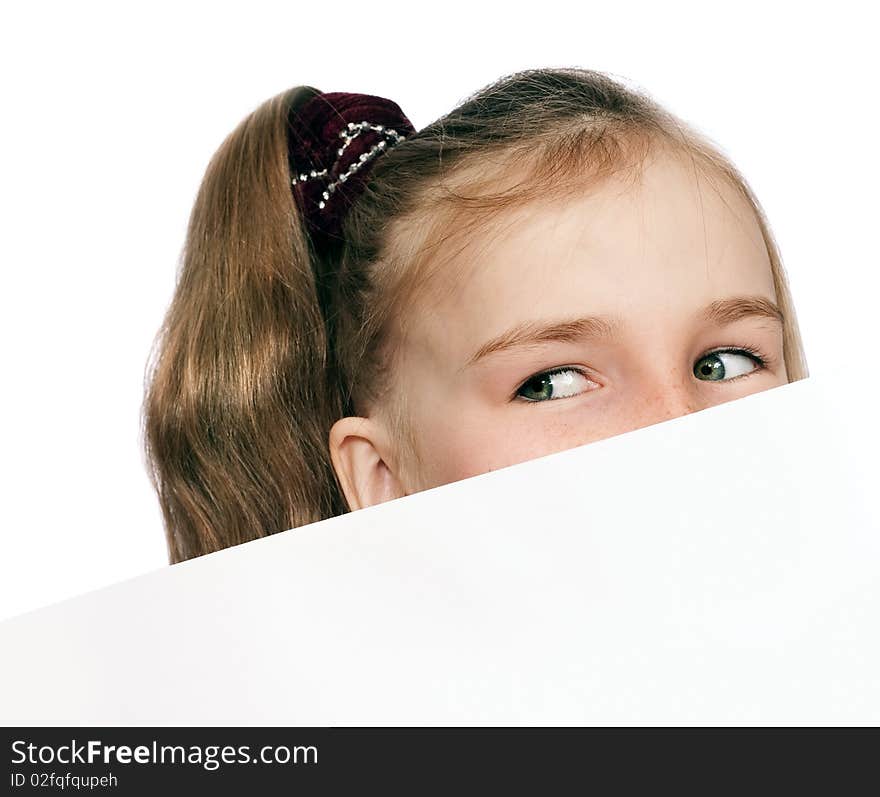 Girl Peeping Out Of The Card