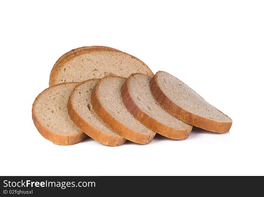 Isolated cut bread on white