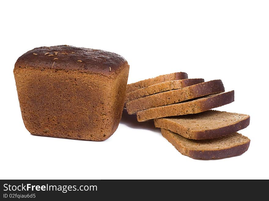 Isolated cut bread on white