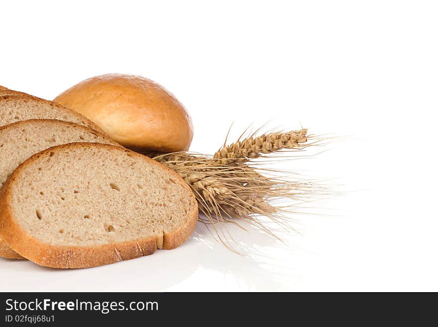 Isolated bun and bread with spike