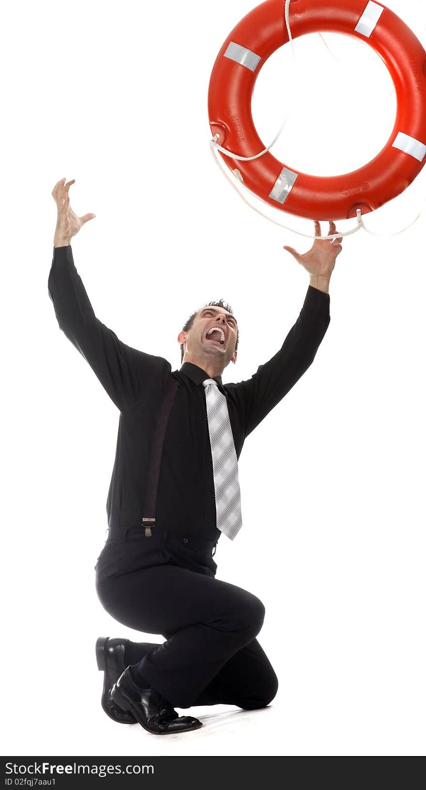 Man reaching for lifebuoy