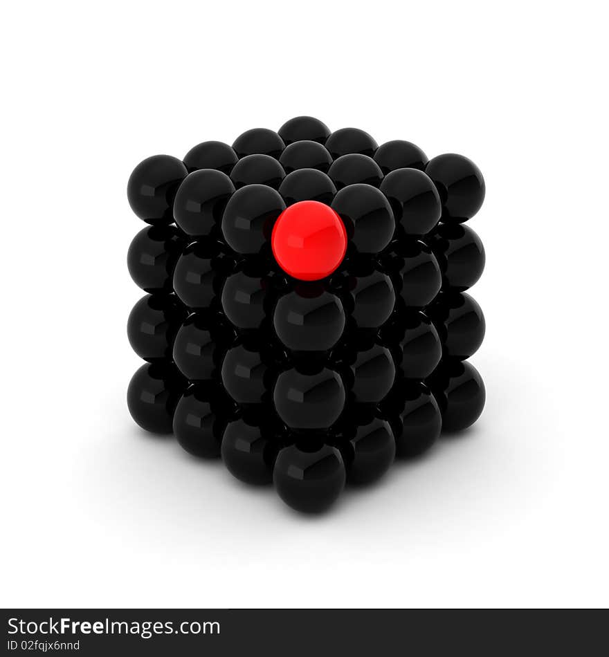 3d Render Of Cube With Unique Ball