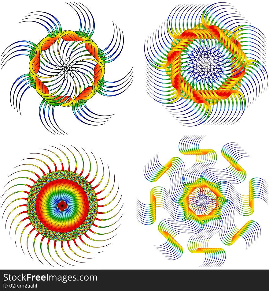 Vector illustration of a set of abstract flowers