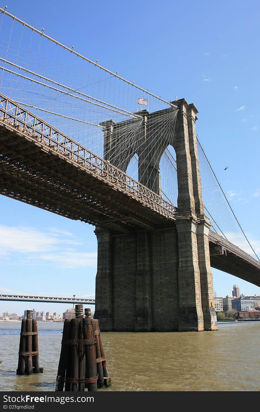 Brooklyn Bridge along the East River. Brooklyn Bridge along the East River.