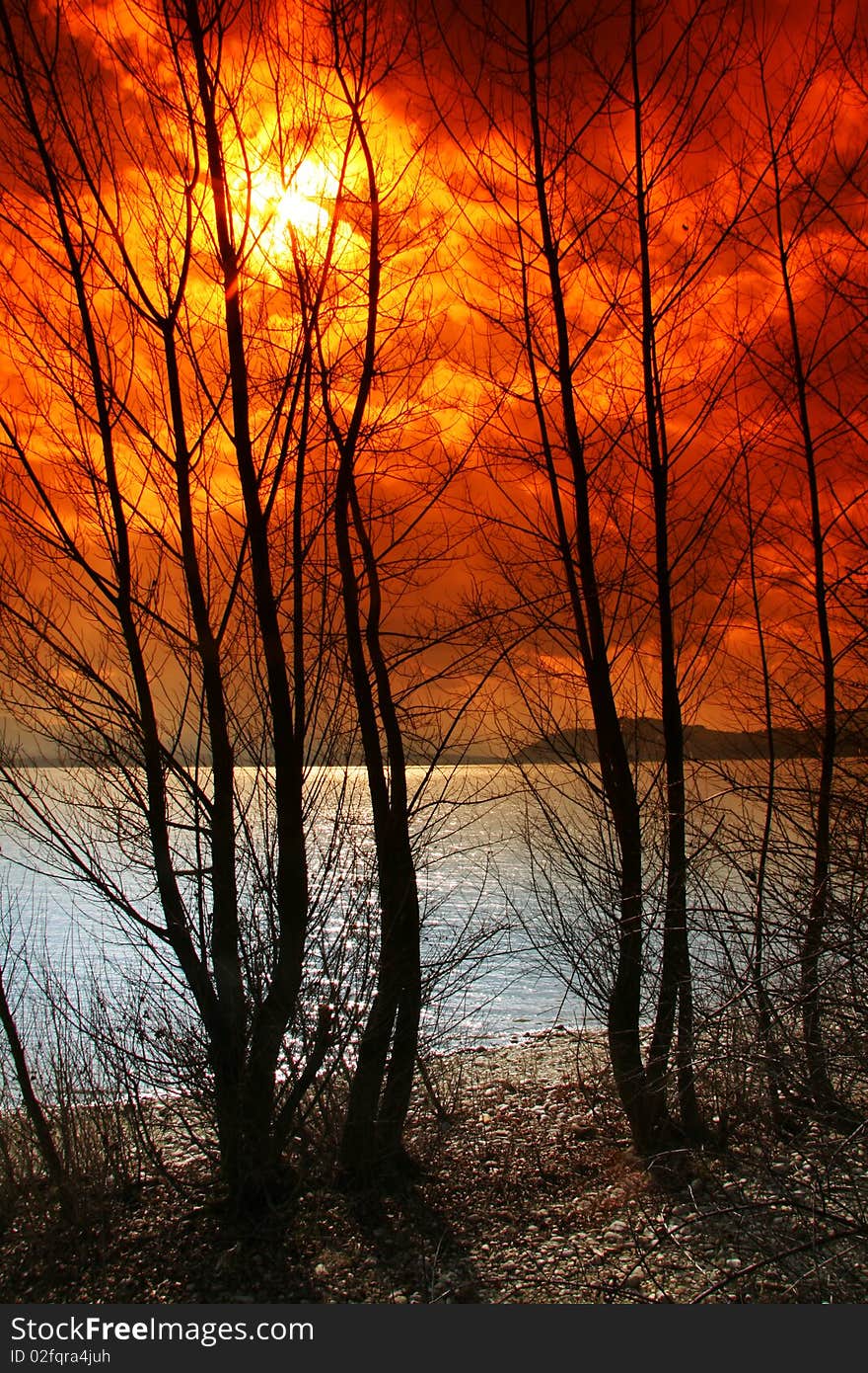 Sunset In Lake Liptovska Mara