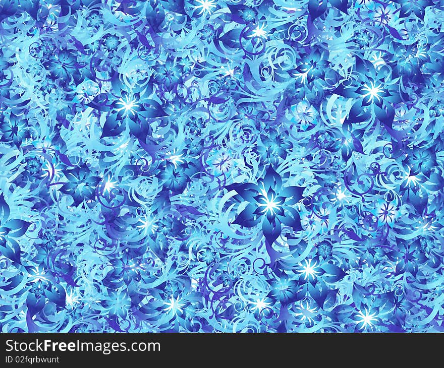 Beautiful background of blue flowers, illustration