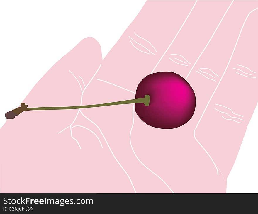 Hand With Ripe Cherry