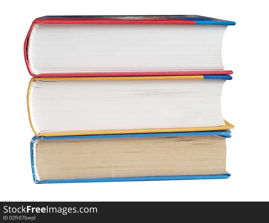 Pile of the books on white background solated