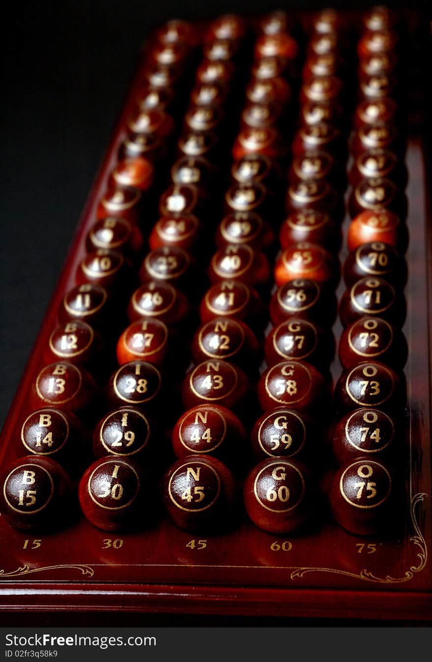 Bingo table  whith balls on white