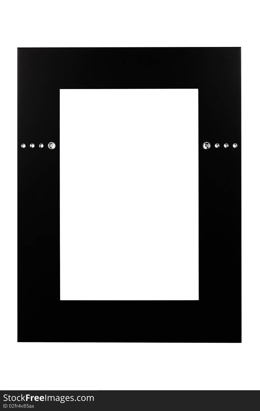 Black frame with stones isolated on white background