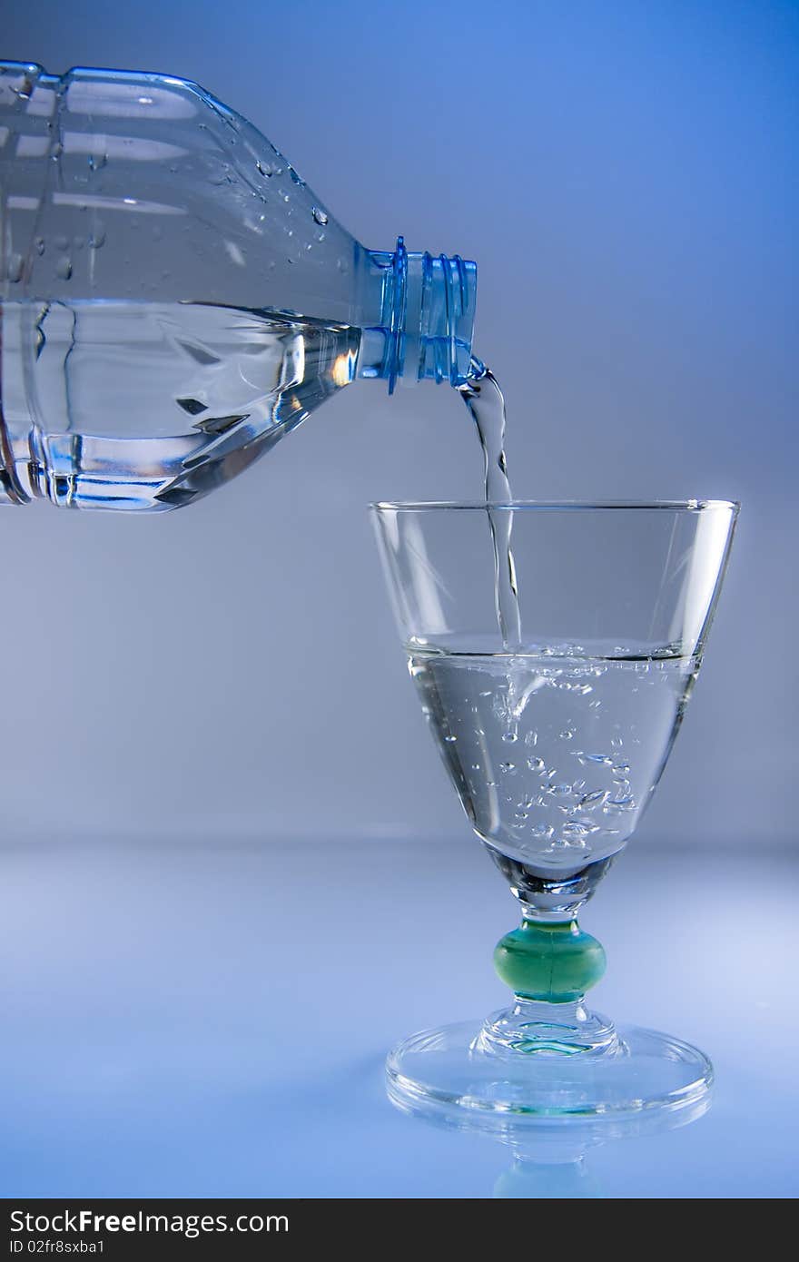 Bottle and glass of mineral water