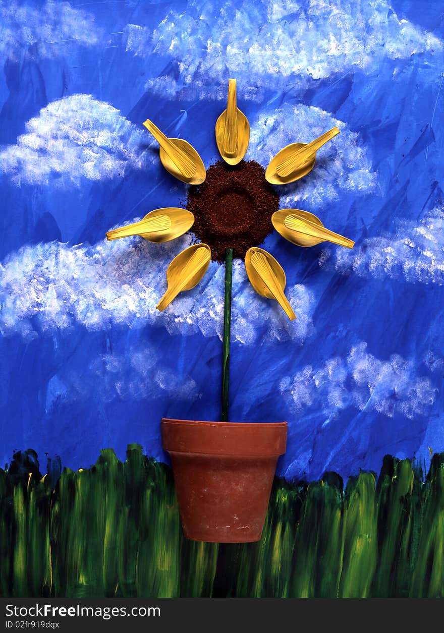 Coffee flower on painted background