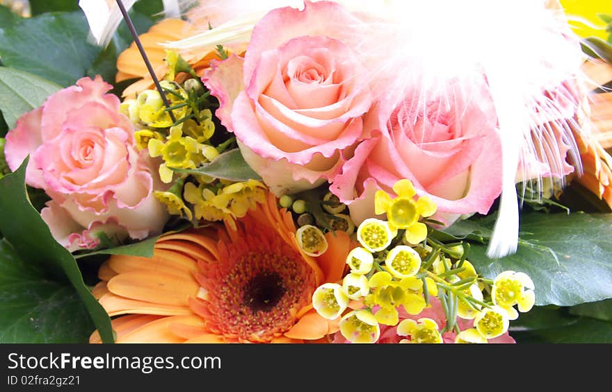 Bouquets of Rose, Yellow and Pink colored Roses, Flowers for Wedding and Valentine Day, Celebration. Bouquets of Rose, Yellow and Pink colored Roses, Flowers for Wedding and Valentine Day, Celebration