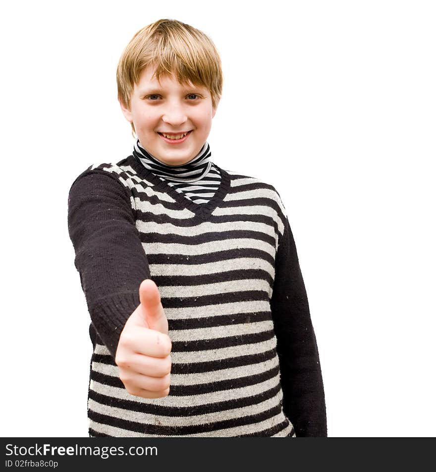 Portrait of a schoolboy isolated on white