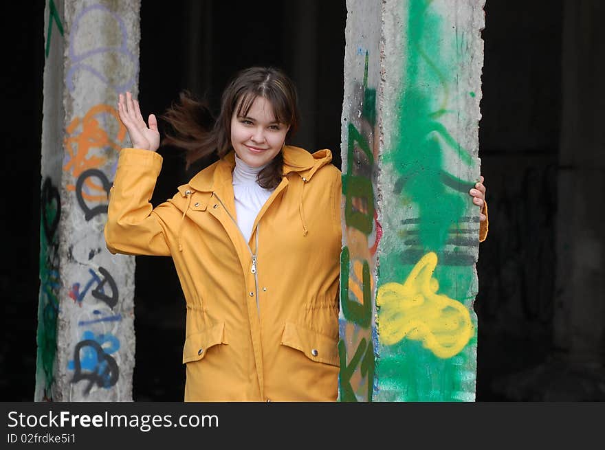 Teen girl and graffiti