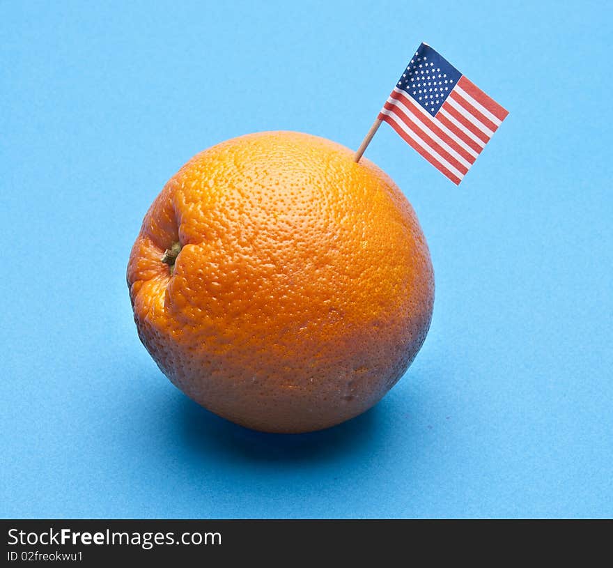 Food concept of fruit with American flag in fruit. Food concept of fruit with American flag in fruit.