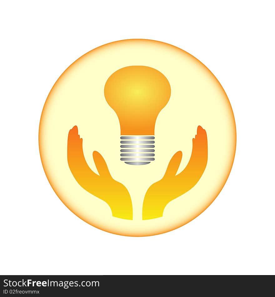 Bulb and hands.Vector illustration.