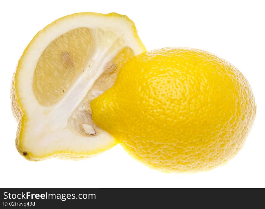 Vibrant lemon isolated on white with a clipping path.