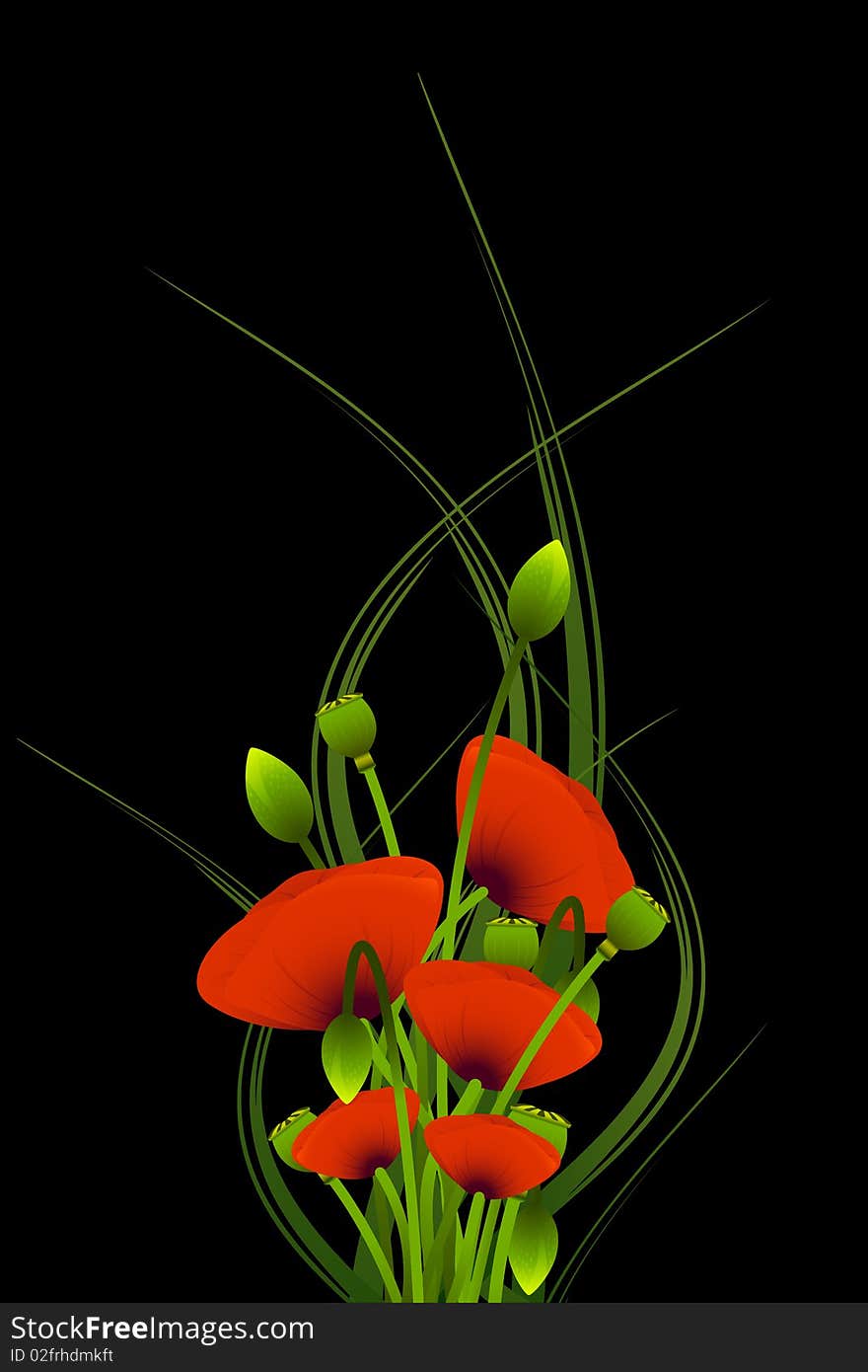 Abstract Background with red poppy flowers for your design. Abstract Background with red poppy flowers for your design