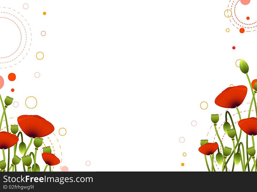 Background with red poppy flowers for your design. Background with red poppy flowers for your design