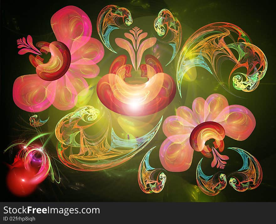 Fairy-tale, luminous flower background