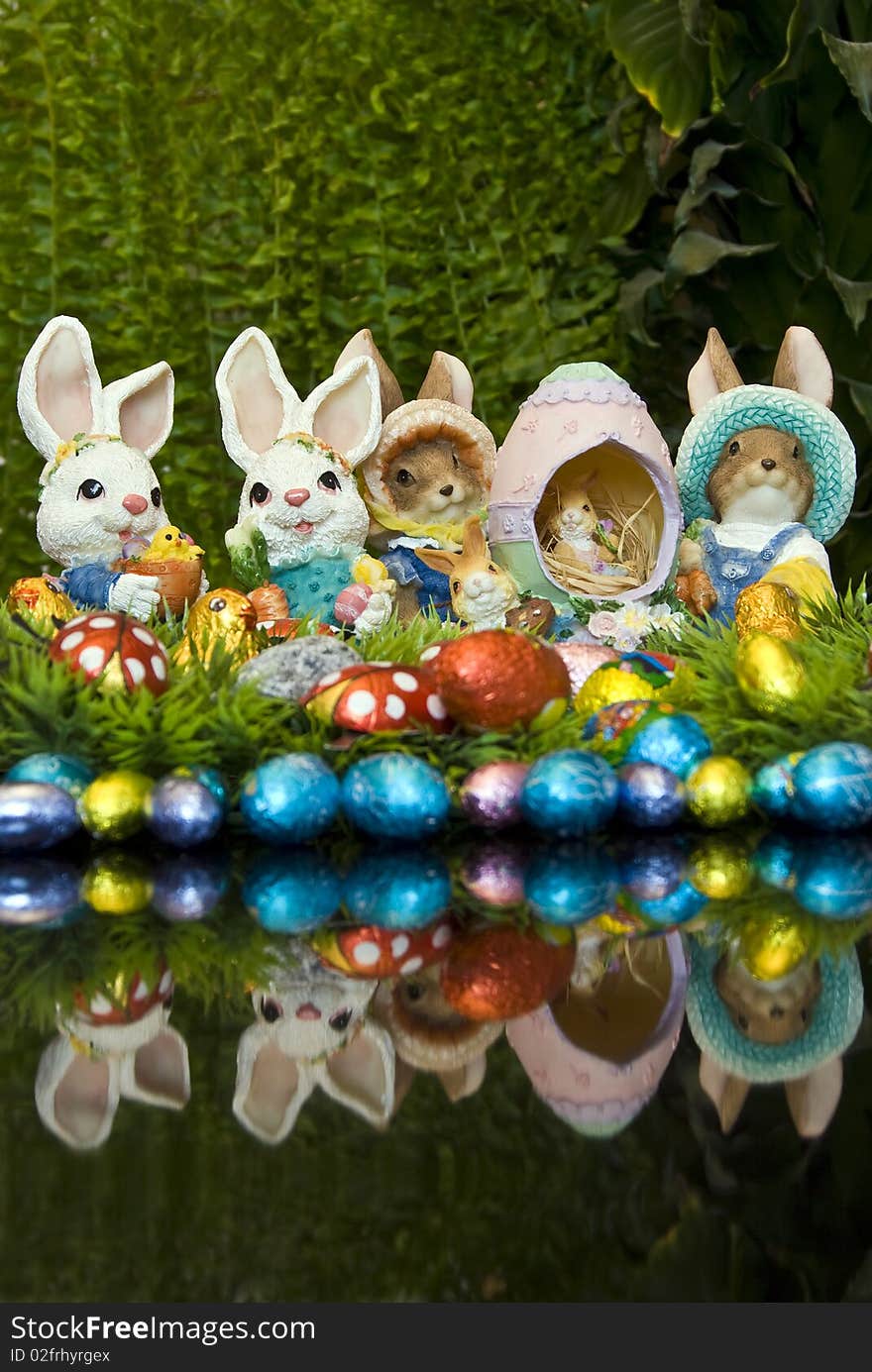 Easter Bunnies And Chocolate Easter Eggs