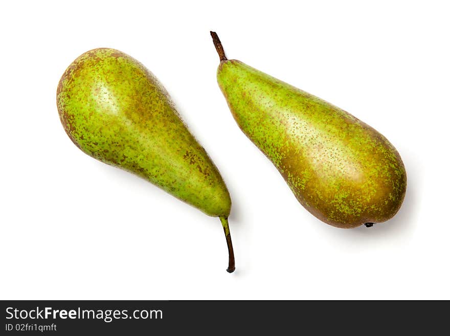 Two speckled pears