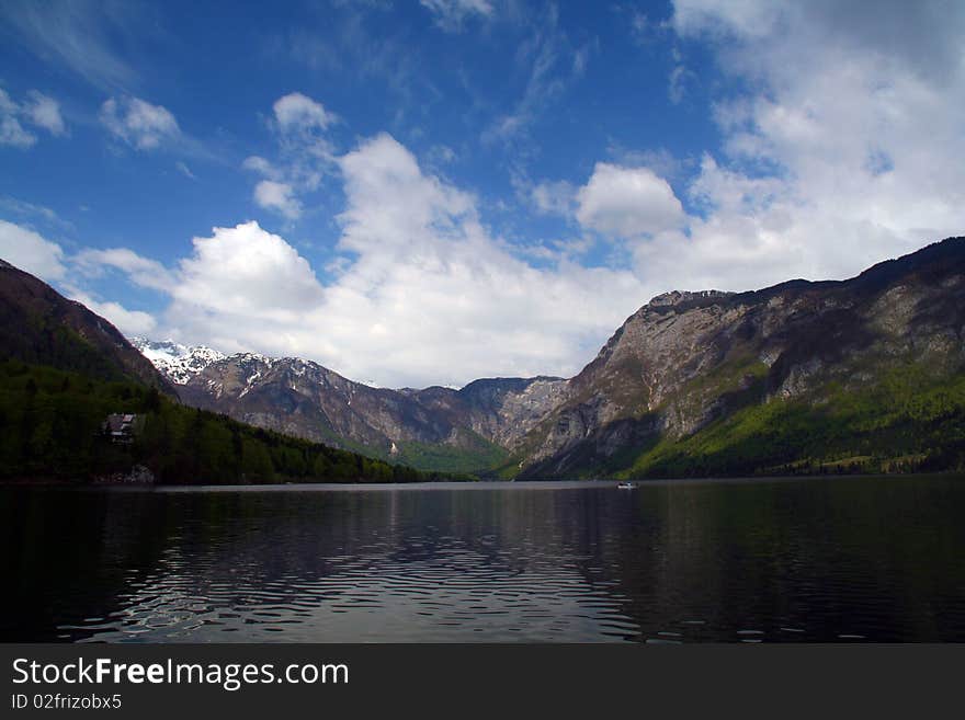 Lake with Alps