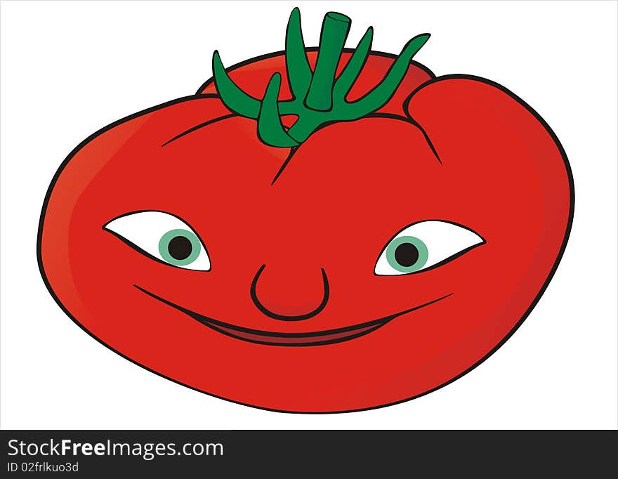 Cartoon character of red smiling tomato. Cartoon character of red smiling tomato