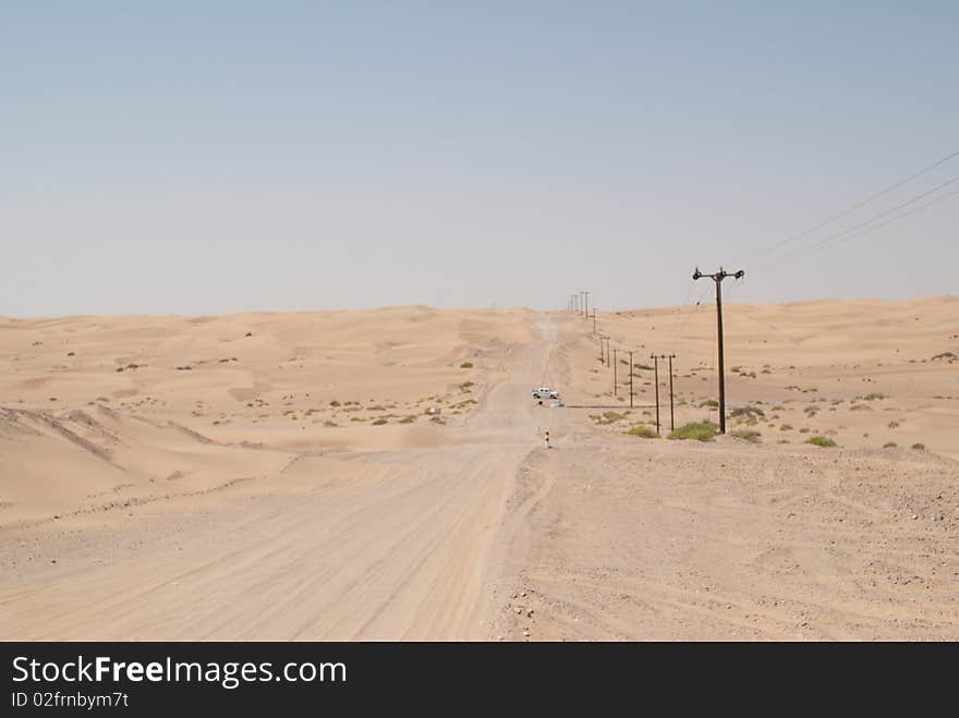 Sandy roads through the deserts of Oman. Sandy roads through the deserts of Oman