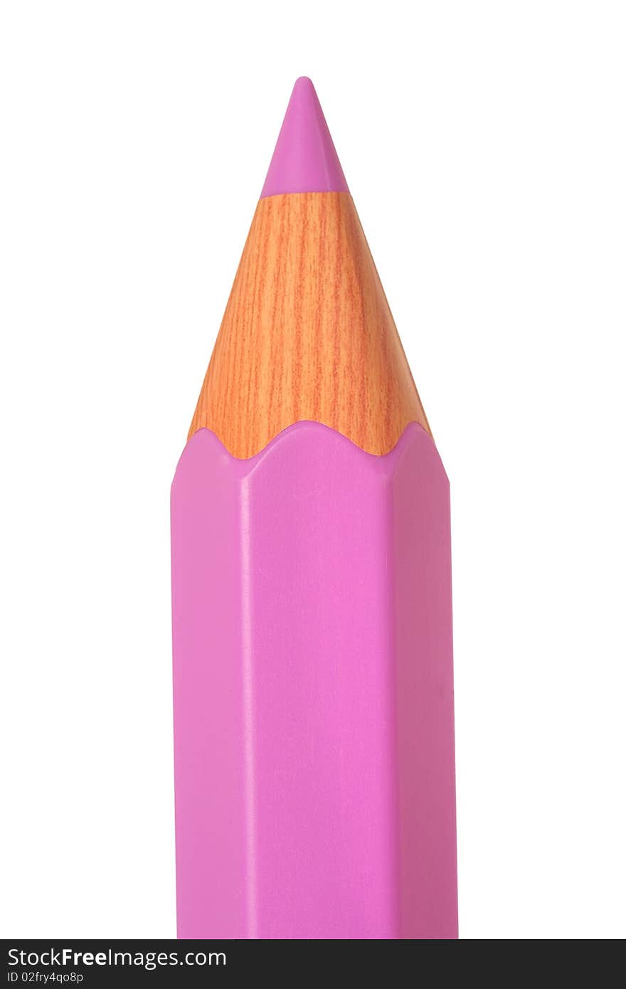 Pink pencil isolated on a over white background