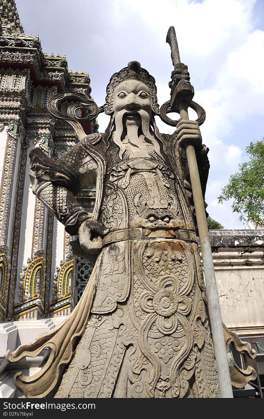 Guan Yu Stone Statue Old