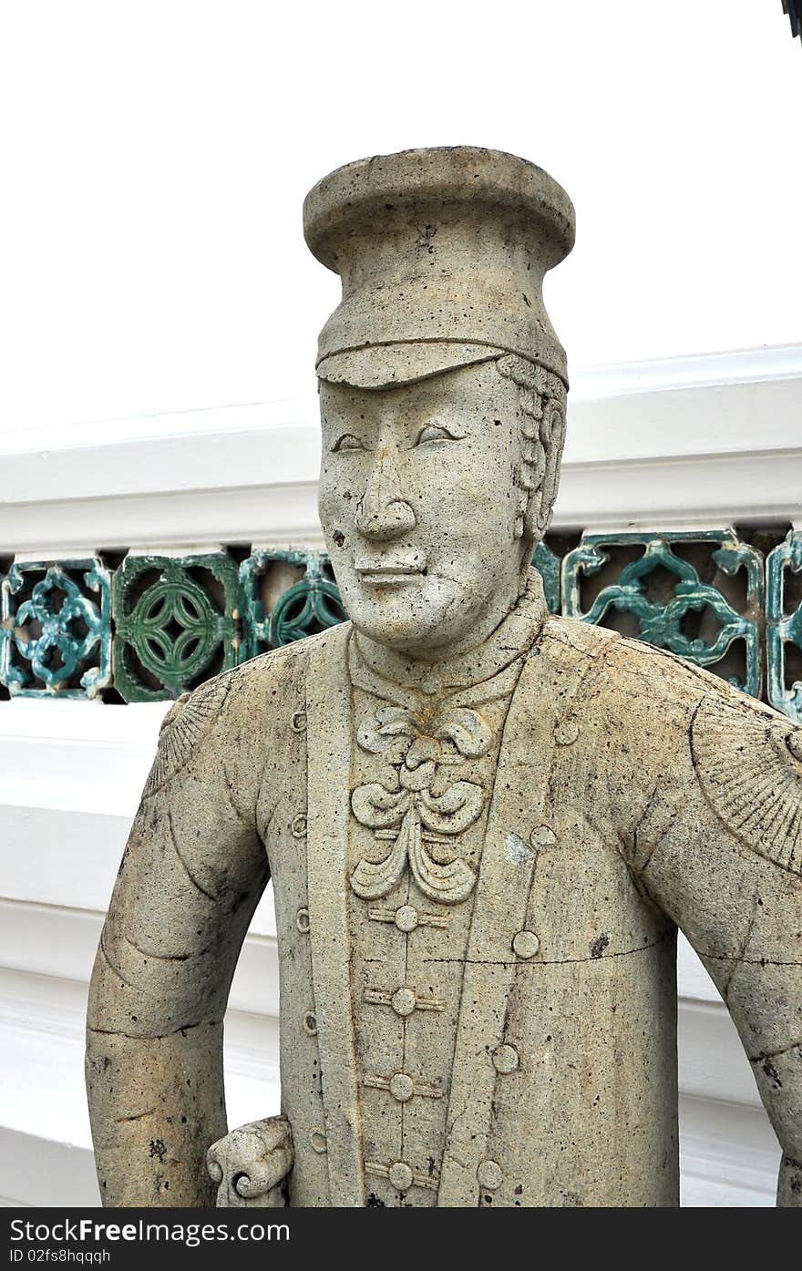 A stone statue Guan Yu Chinese art. Taken at a temple. A stone statue Guan Yu Chinese art. Taken at a temple.