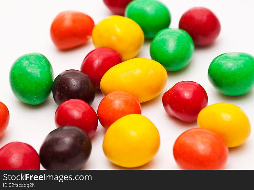 Colored oval candy close up. Colored oval candy close up