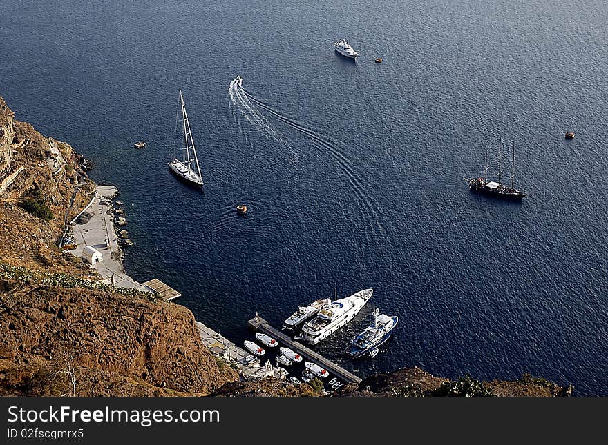 Boats in Santorini