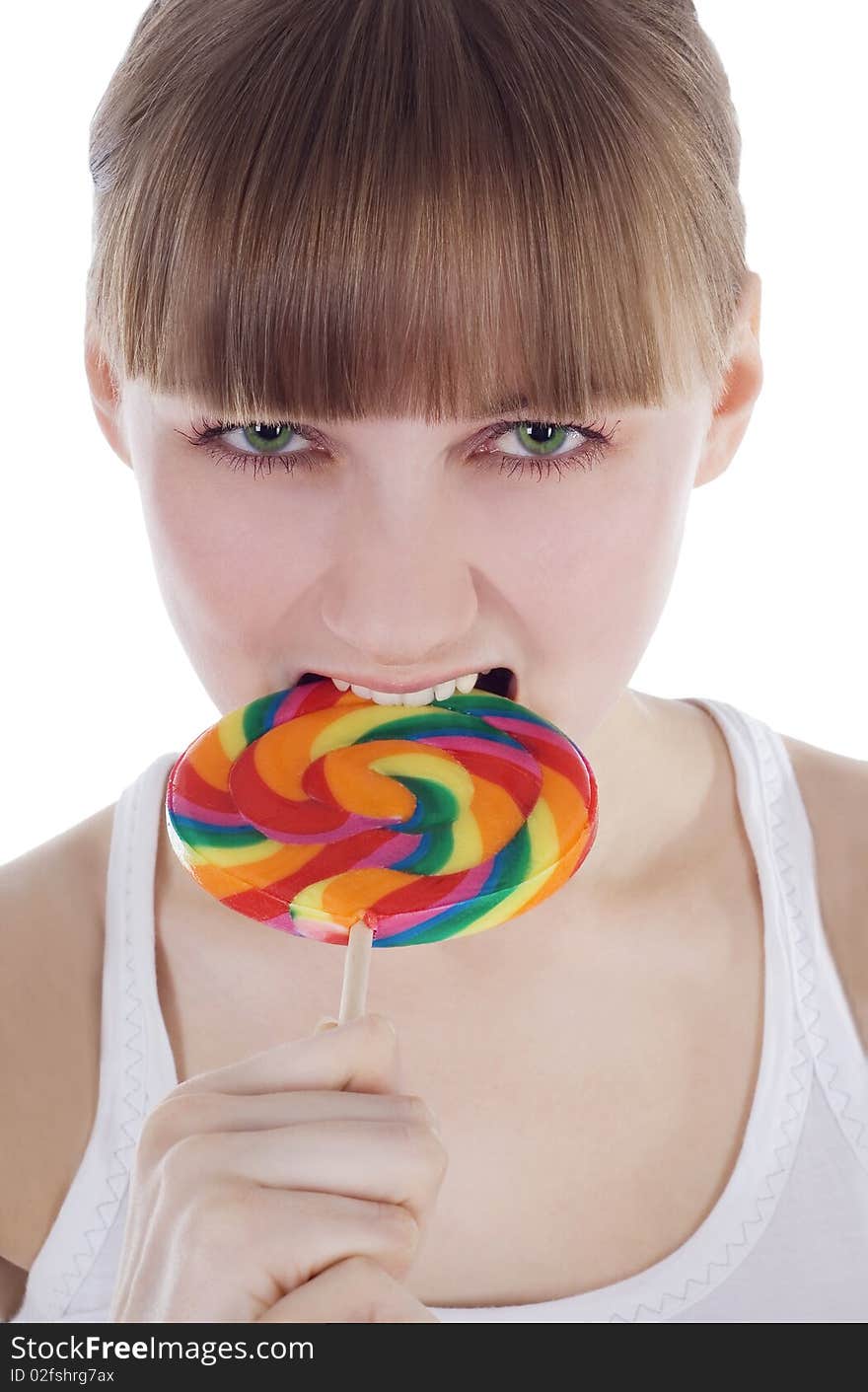 Hungry Blonde With Color Lollipop