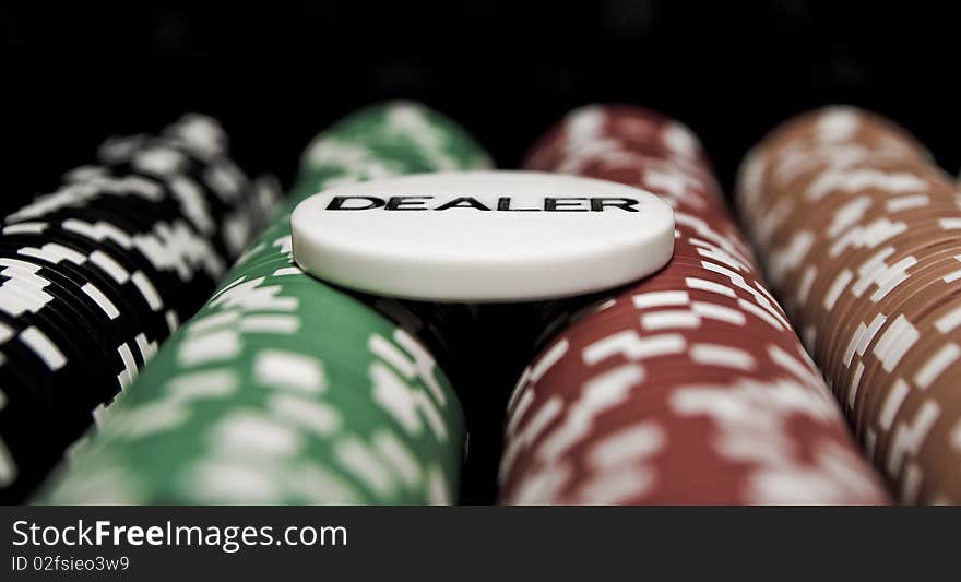 Casino dealer and chips for poker holdem