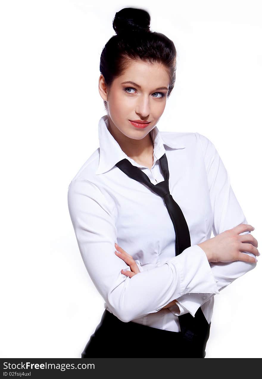 Portrait of urban business woman wearing tie. Portrait of urban business woman wearing tie