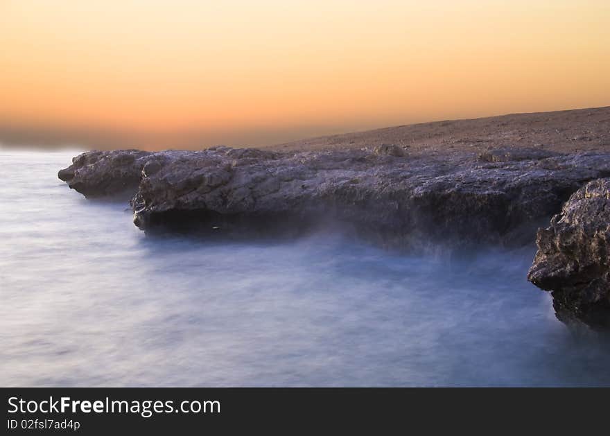 Foggy dawn on the Red Sea