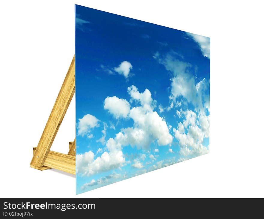 Blue sky decoration on white background