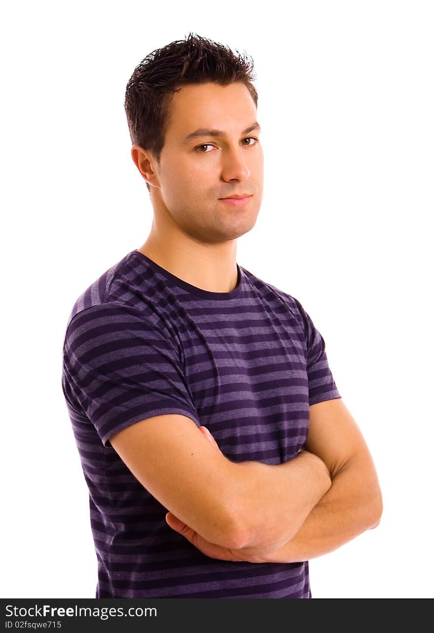 Young casual man in a white background. Young casual man in a white background