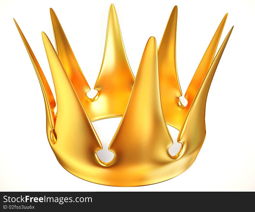 Luxury gold crown on white background isolated