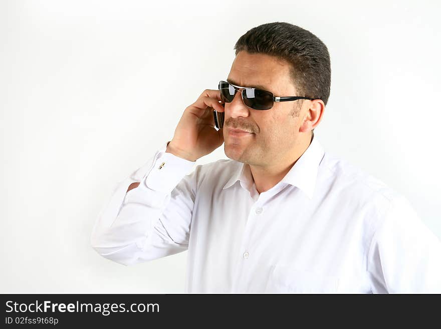 The job of the man of business telephone calls. The job of the man of business telephone calls