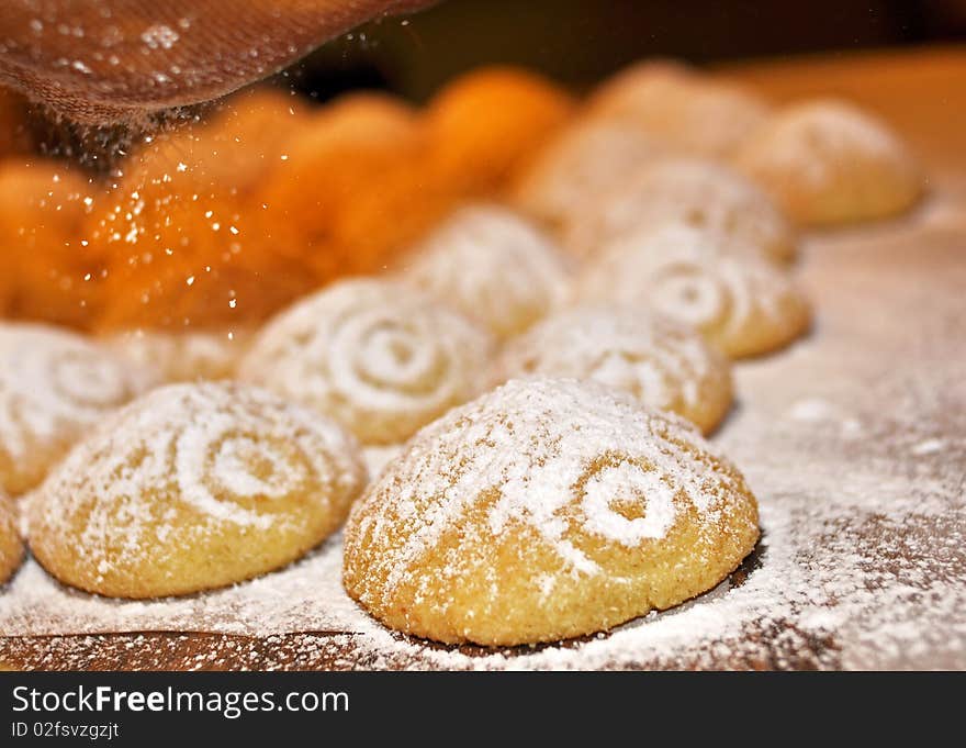 Lebanese traditional cookies called Maamool containing either dates, pistachios or walnuts covered with pastry of semolina sugar and butter. prepared for easter. Lebanese traditional cookies called Maamool containing either dates, pistachios or walnuts covered with pastry of semolina sugar and butter. prepared for easter