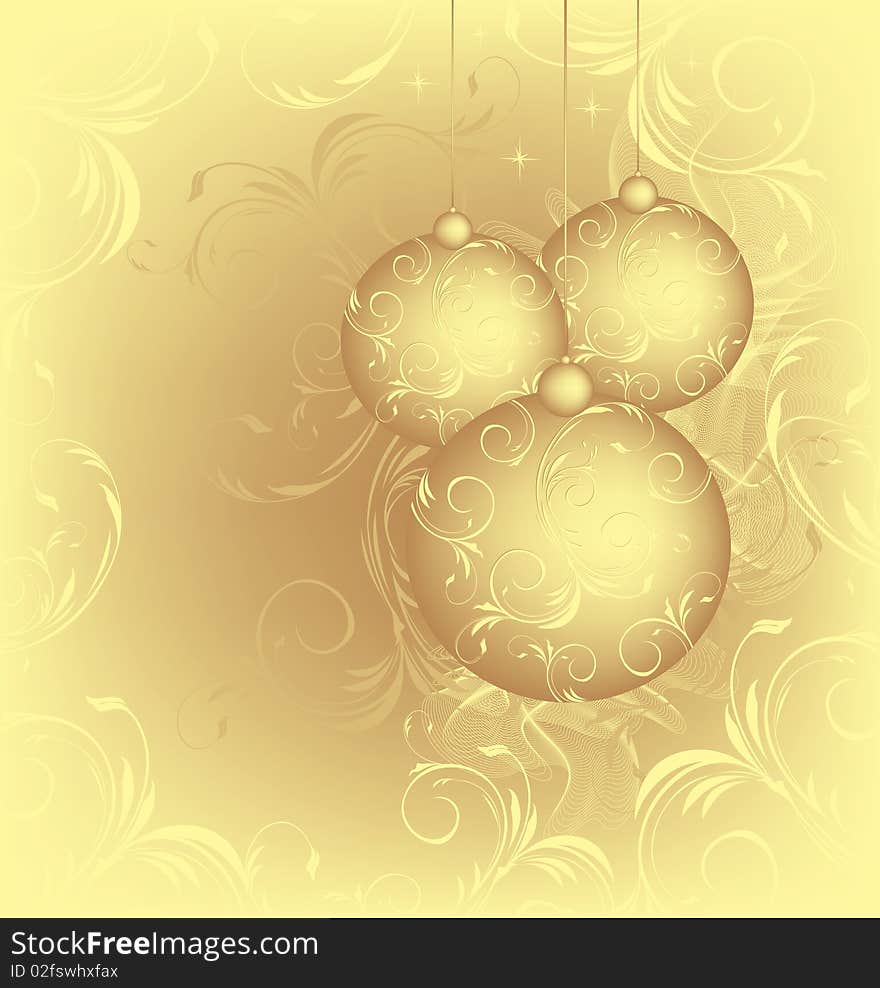 Christmas  background with balls and decorative ornament. Christmas  background with balls and decorative ornament