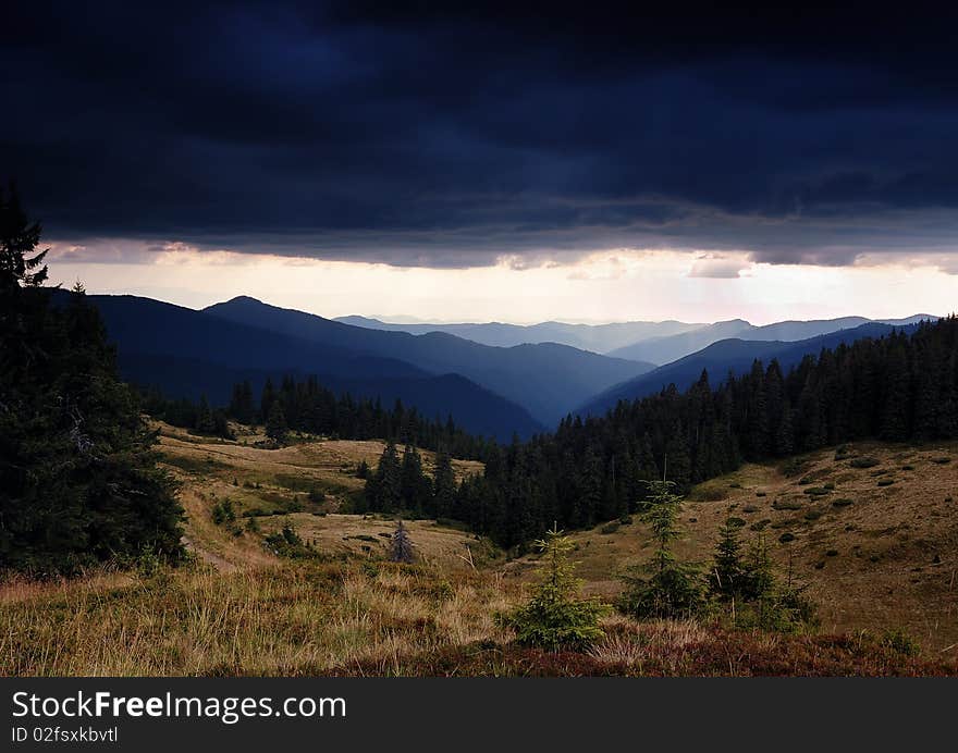 Thunder-storm in mountains